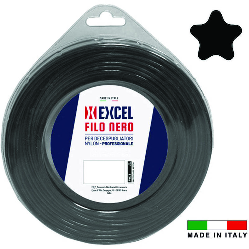 foto del prodotto excel filo per decespugliatore in nylon pentagono nero mm.3,3 in matassa da mt.40