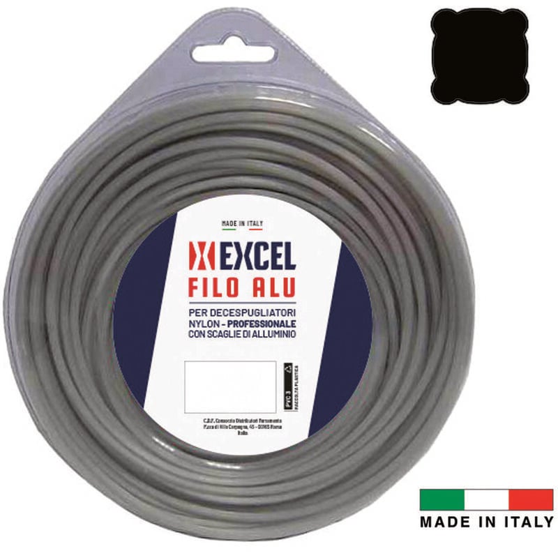 foto del prodotto excel filo per decespugliatore in nylon quadro alu mm.3,3 in matassa da mt.40