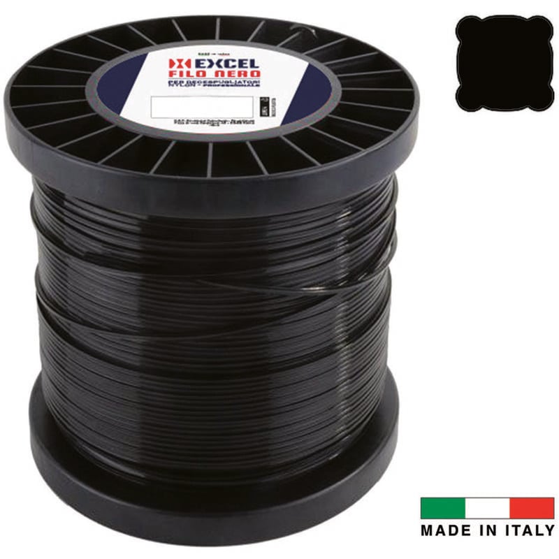 foto del prodotto excel filo per decespugliatore in nylon quadro pro nero mm.3 in matassa da mt.1000