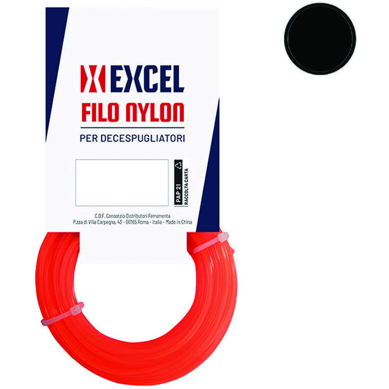 foto del prodotto excel filo per decespugliatore in nylon tondo arancio mm.2,4 in matassa mt.50