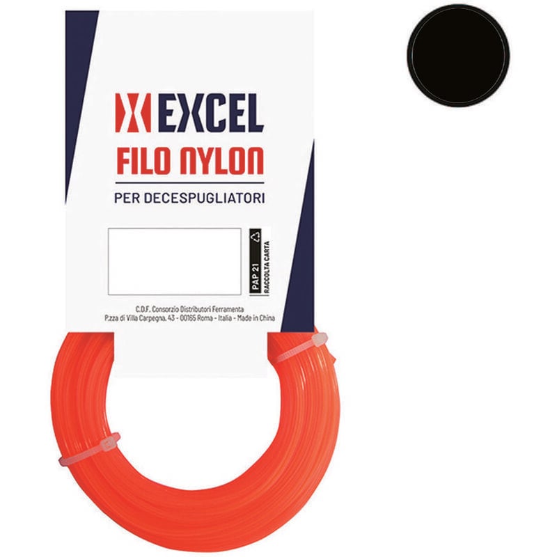 foto del prodotto excel filo per decespugliatore in nylon tondo arancio mm.2 in matassa mt.15