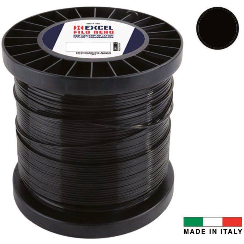 foto del prodotto excel filo per decespugliatore in nylon tondo pro nero mm.2,4 in matassa da mt.349