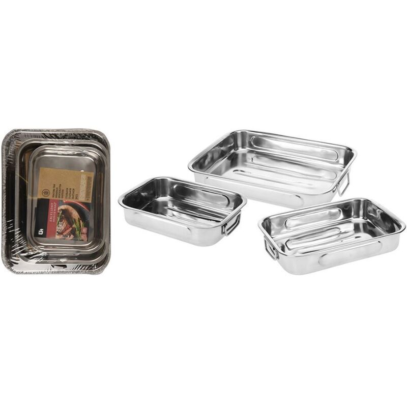 foto del prodotto excellent houseware - set 3 vassoi in acciaio inox, a12402130