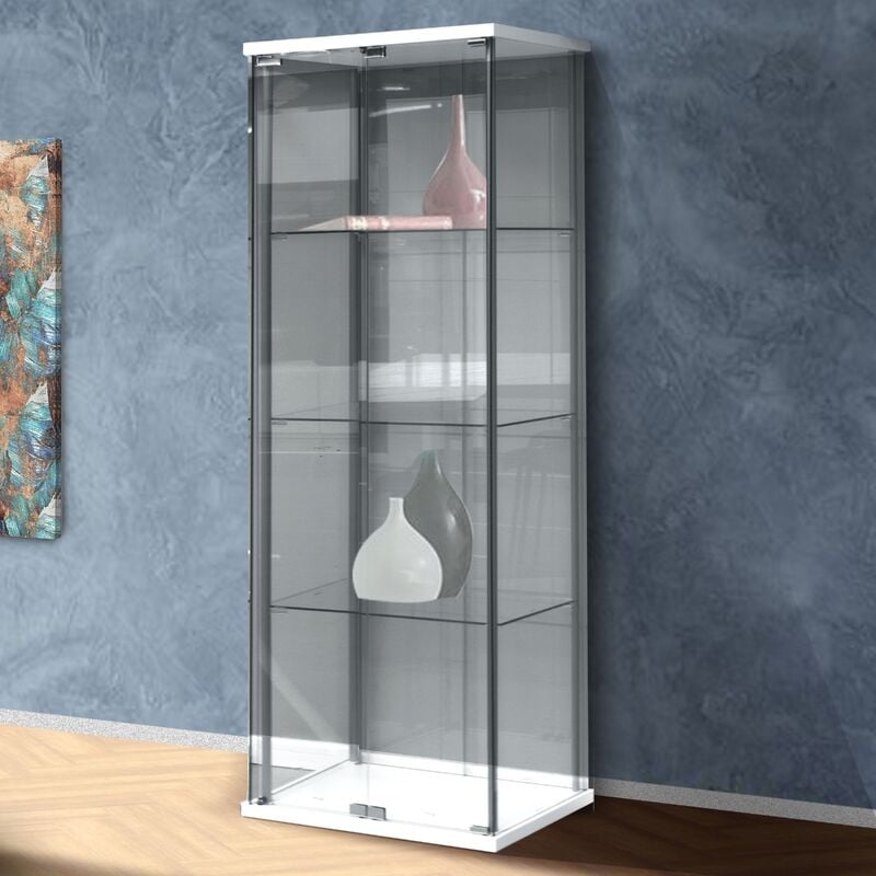 foto del prodotto excelliance cst co.,ltd vetrina 2 ante cm 60.5x36.5 h. 163 bianca in vetro temperato