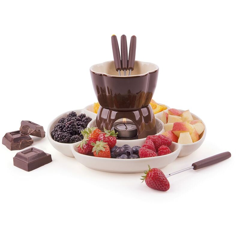 foto del prodotto excelsa 60285 chocolate servizio fonduta cioccolato 8 pezzi, ceramica, marrone