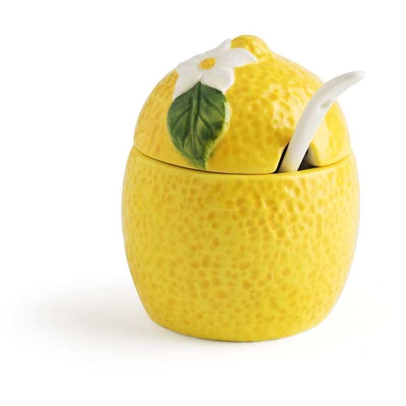 foto del prodotto excelsa amalfi zuccheriera con cucchiaino, ceramica, gelb, bianco