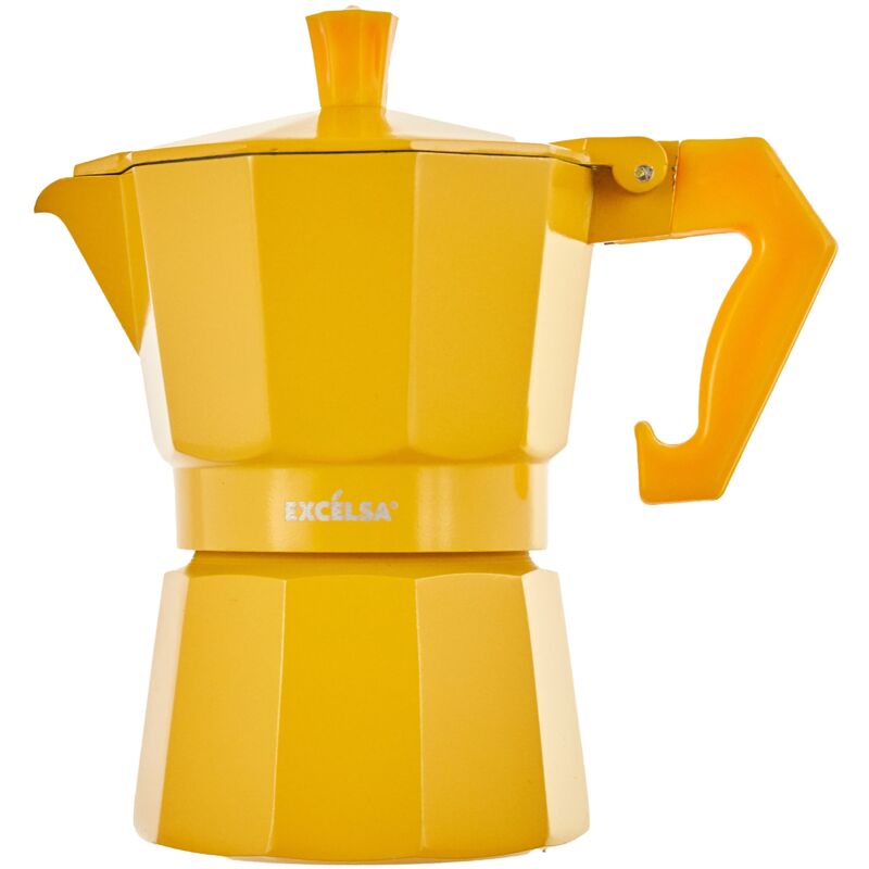 foto del prodotto excelsa chicco colo caffettiera, alluminio, giallo, 3 tazze