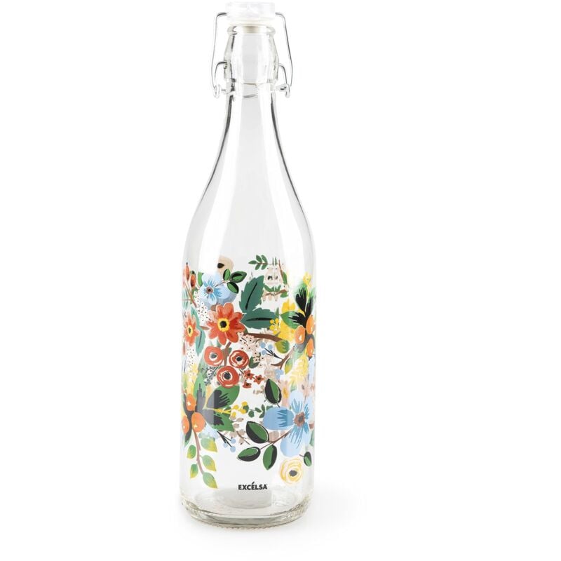 foto del prodotto excelsa fiori frida bottiglia acqua, 1 litro, vetro, con guarnizione