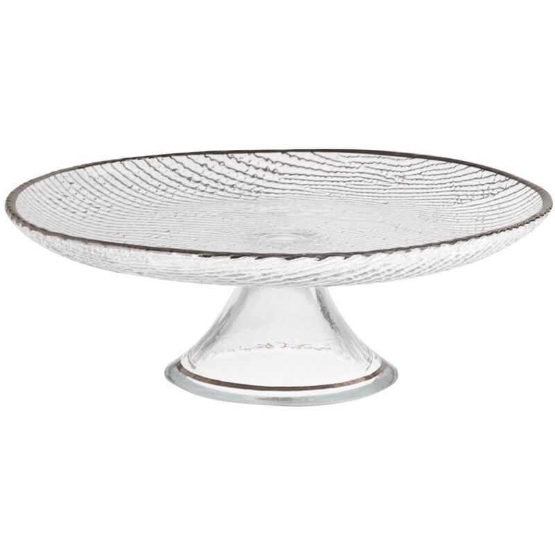 foto del prodotto excelsa platinum alzata torta, trasparente bordo argento, 28x28x26 cm