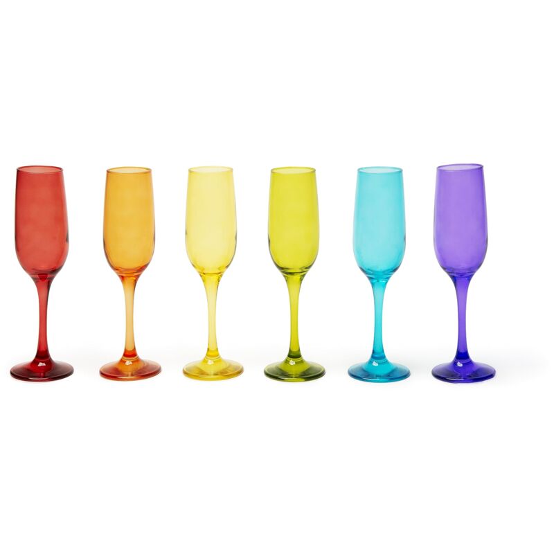 foto del prodotto excelsa varadero set 6 flute multicolor, vetro soffiato spruzzato, capacit 250 ml.
