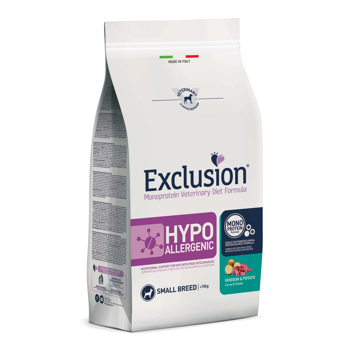 foto del prodotto exclusion cane diet hypoallergenic adulto small cervo amp patate 2 kg