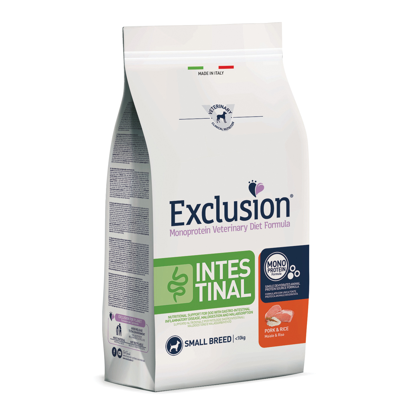 foto del prodotto exclusion cane diet intestinal adulto small maiale amp riso 7 kg