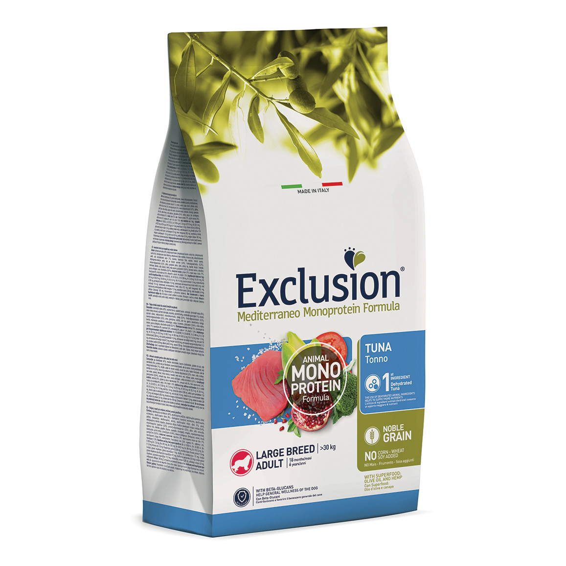 foto del prodotto exclusion cane mediterraneo adulto large tonno 12 kg