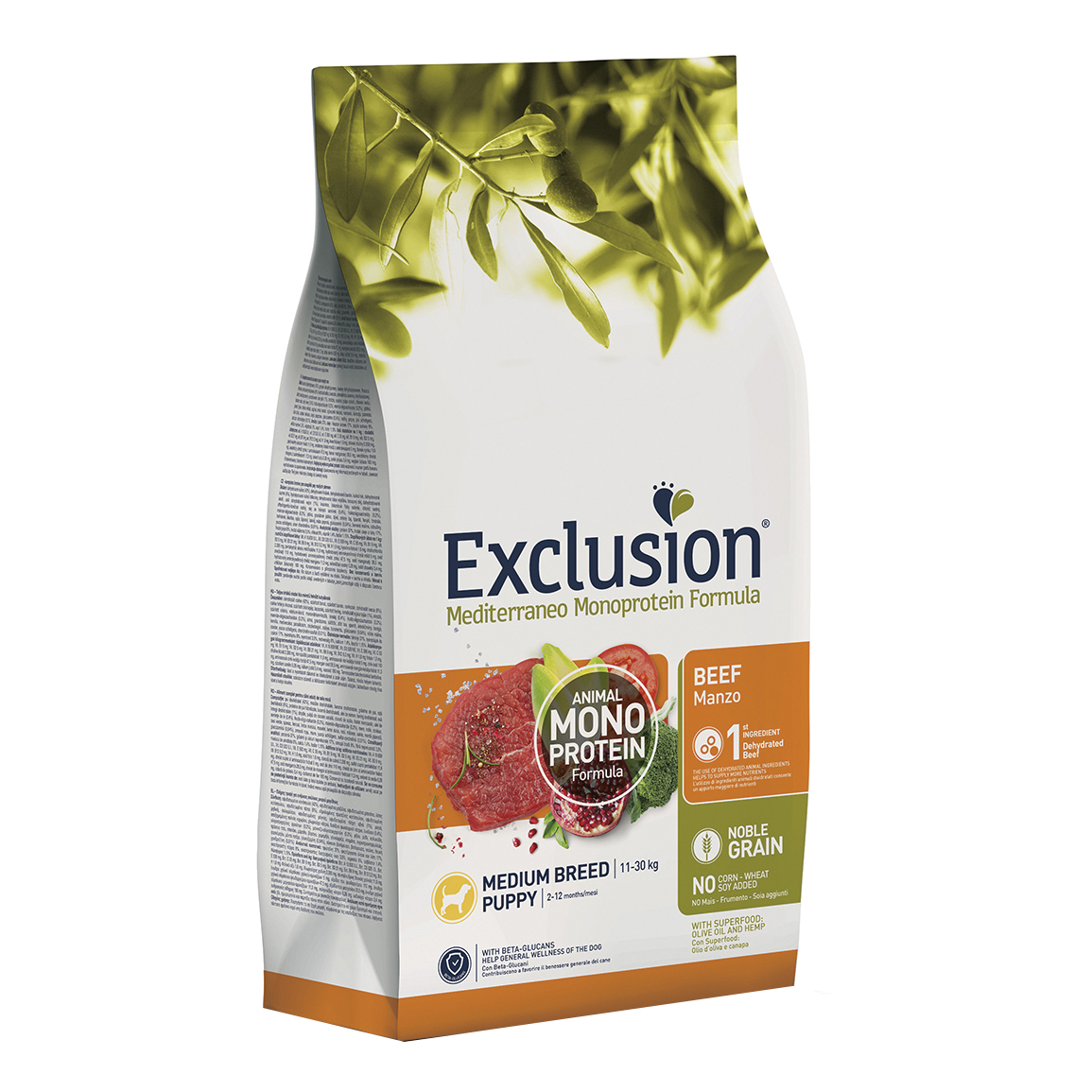 foto del prodotto exclusion cane mediterraneo puppy medium manzo 12 kg