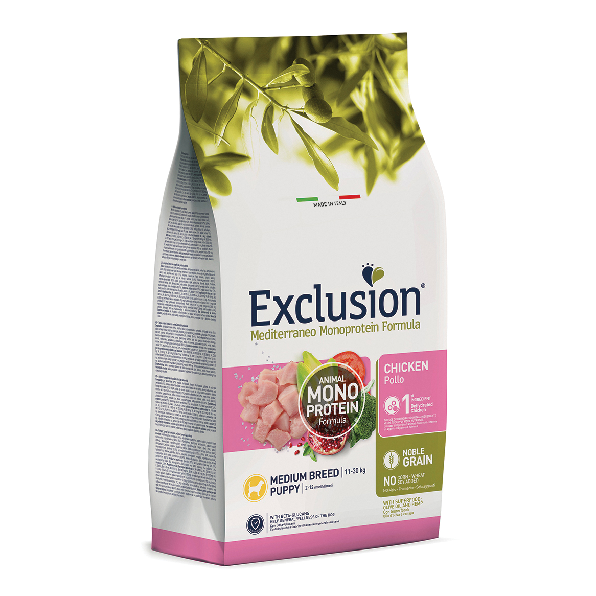 foto del prodotto exclusion cane mediterraneo puppy medium pollo 12 kg