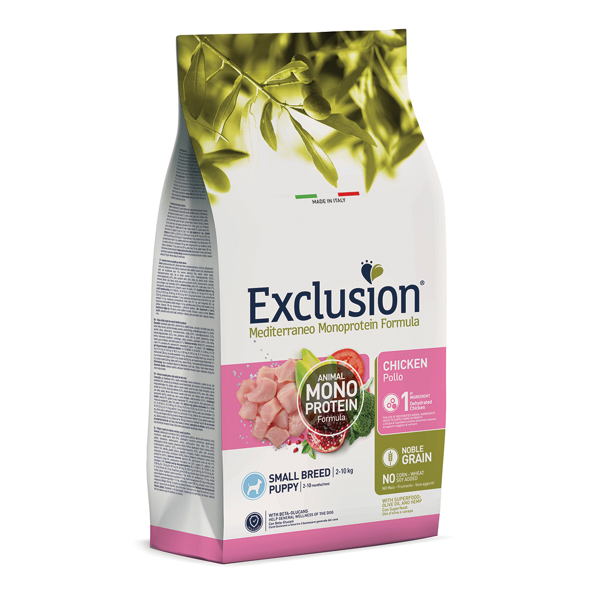 foto del prodotto exclusion cane mediterraneo puppy small pollo 2 kg