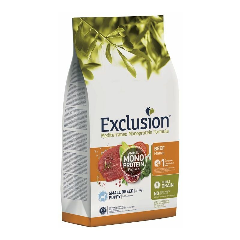 foto del prodotto exclusion cane small puppy mediterraneo noble grain 500gr manzo