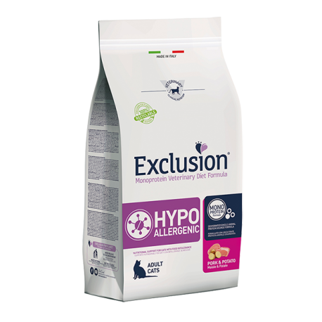 foto del prodotto exclusion cat hypoallergenic adult maiale e patate cat hypoallergenic adult maiale e patate sacco da 300 gr
