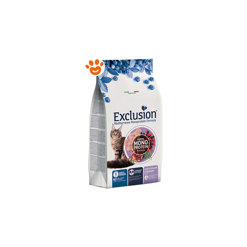 foto del prodotto exclusion cat mediterraneo monoproteico noble grain sterilised adult giant pollo cat mediterraneo monoproteico noble grain sterilised adult giant