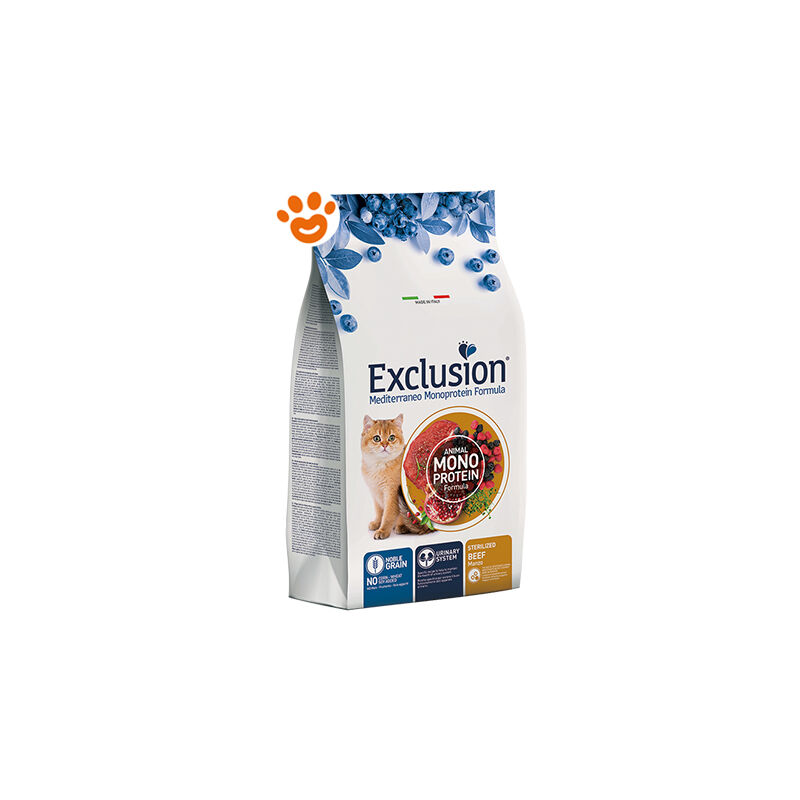 foto del prodotto exclusion cat mediterraneo monoproteico noble grain sterilised adult manzo cat mediterraneo monoproteico noble grain sterilised adult manzo sacco