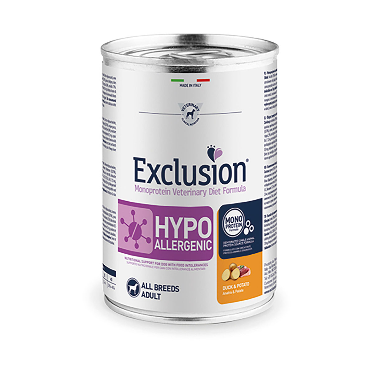 foto del prodotto exclusion diet hypoallergenic 400 gr anatra e patate 1 ordine scegli lo sconto bzr5 bzr20 200 punti fedelt 