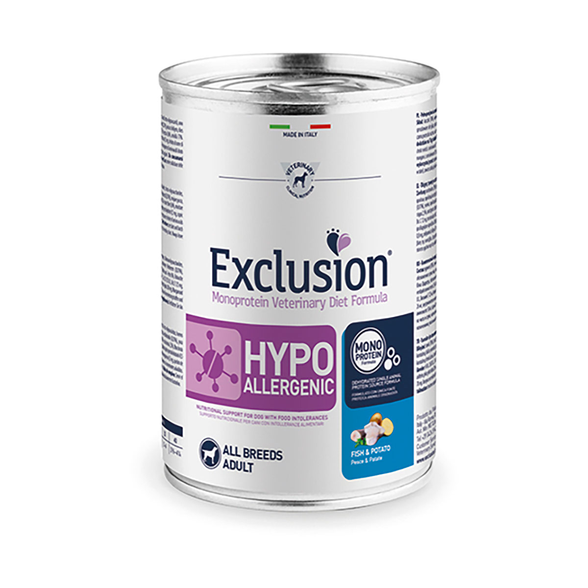 foto del prodotto exclusion diet hypoallergenic 400 gr pesce e patate 1 ordine scegli lo sconto bzr5 bzr20 200 punti fedelt 