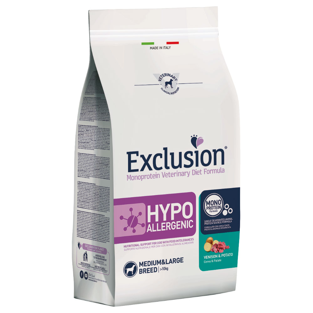 foto del prodotto exclusion diet hypoallergenic cervo patate crocchette cani 12 kg