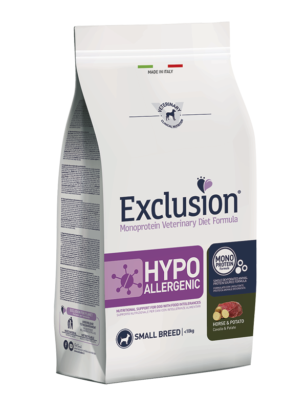 foto del prodotto exclusion diet hypoallergenic small breed cavallo e patate 2 kg 1 ordine scegli lo sconto bzr5 bzr20 200 punti fedelt 