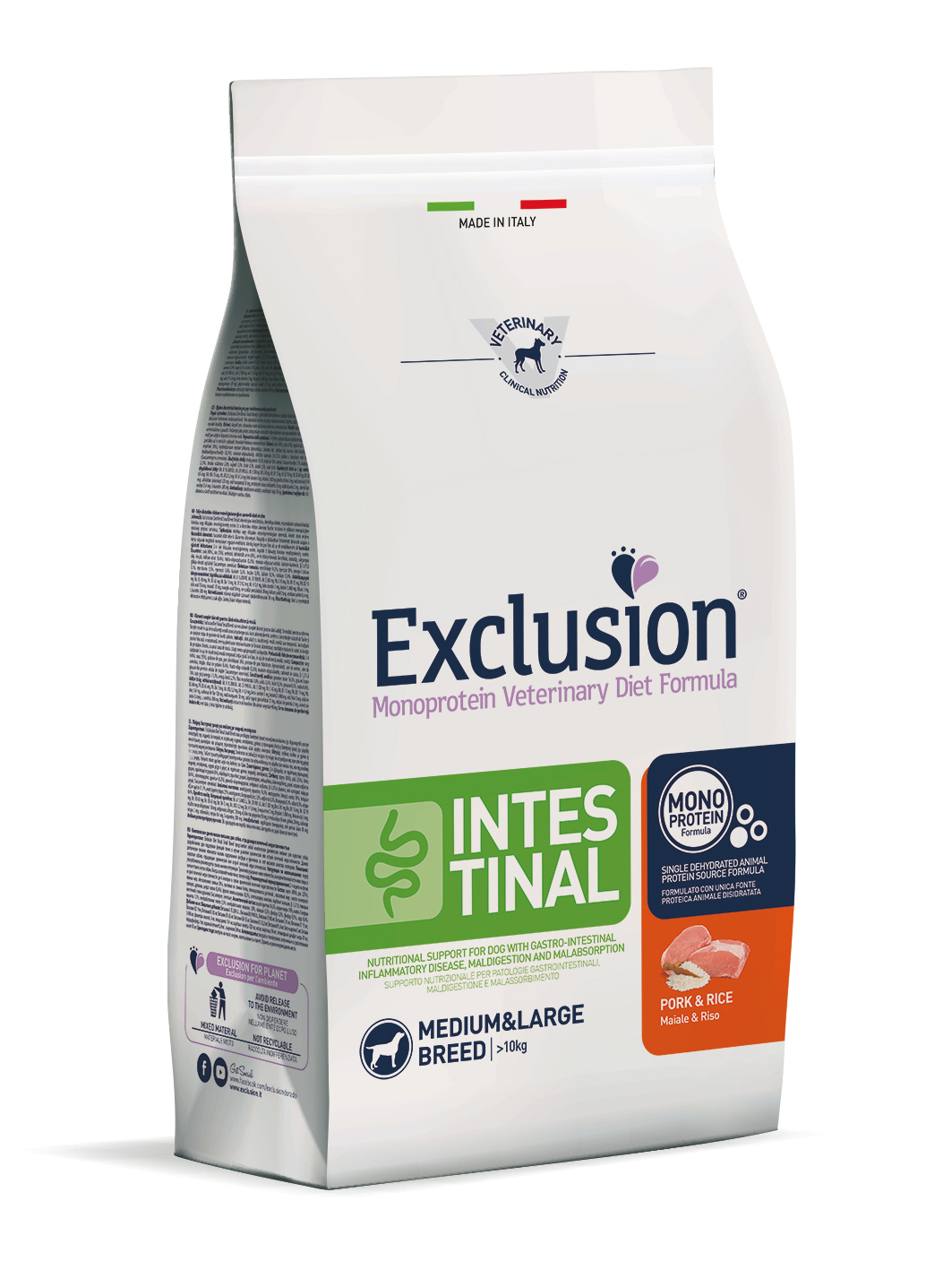 foto del prodotto exclusion diet intestinal medium large breed maiale e riso 12 kg 1 ordine scegli lo sconto bzr5 bzr20 200 punti fedelt 