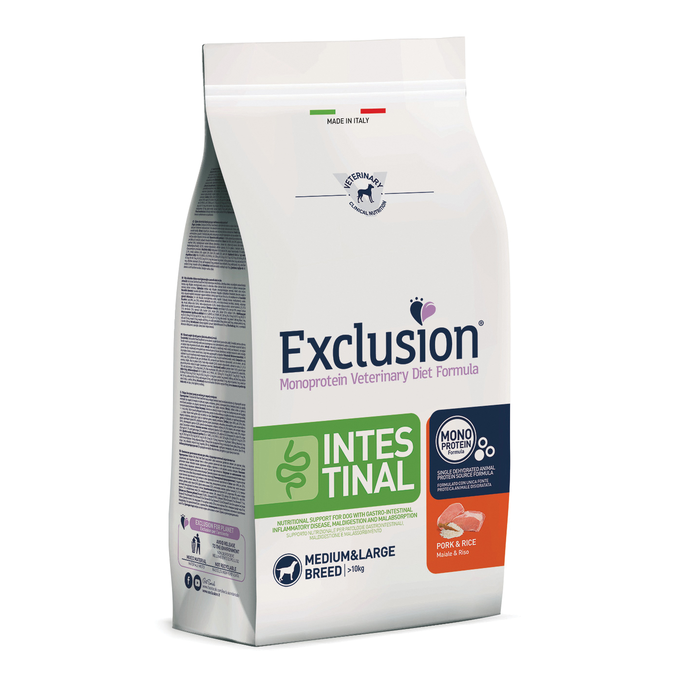 foto del prodotto exclusion diet intestinal medium large breed maiale e riso 2 kg 1 ordine scegli lo sconto bzr5 bzr20 200 punti fedelt 