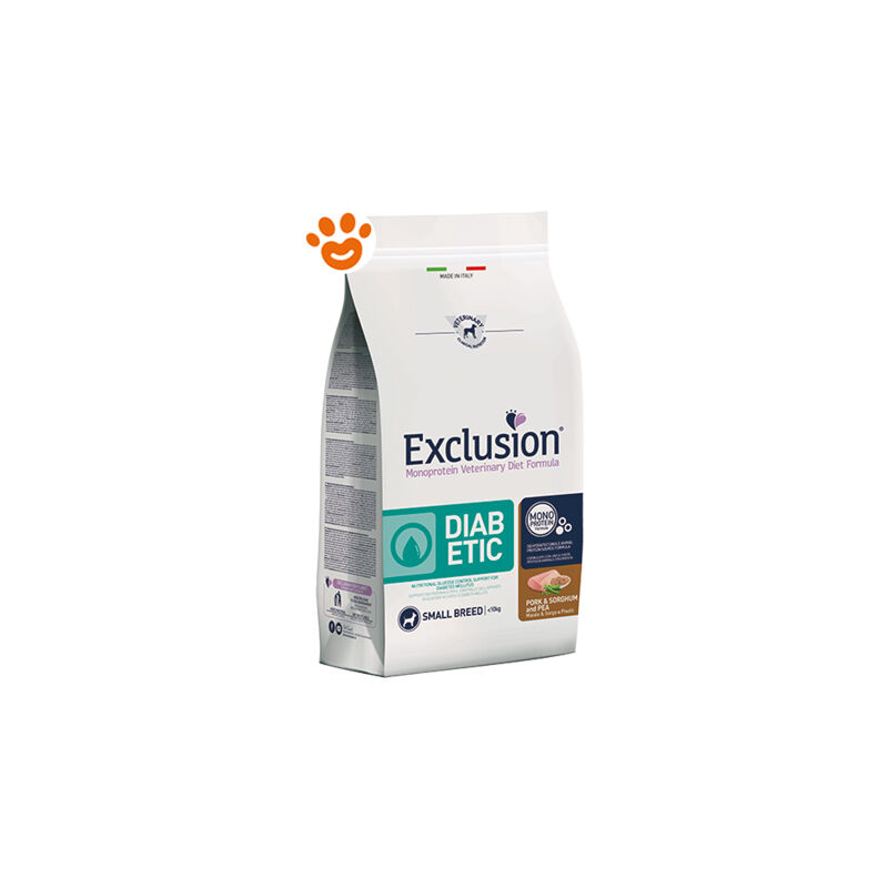 foto del prodotto exclusion dog diabetic adult small breed maiale, sorgo e piselli dog diabetic adult small breed maiale, sorgo e piselli sacco da 2 kg