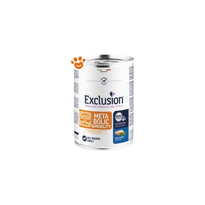 foto del prodotto exclusion dog diet metabolic mobility maiale e fibre dog diet metabolic mobility maiale e fibre lattina da 200 gr