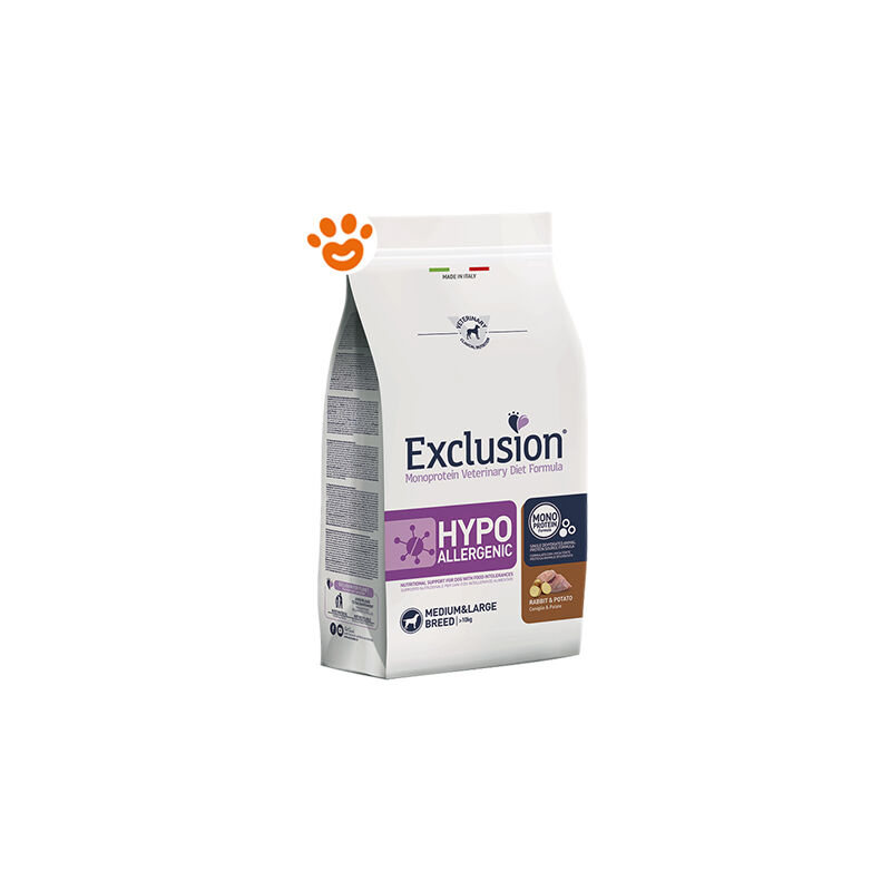 foto del prodotto exclusion dog hypoallergenic adult medium large breed coniglio e patate dog hypoallergenic adult medium large breed coniglio e patate sacco da 12