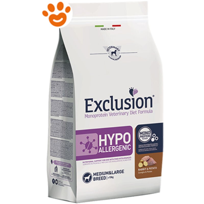 foto del prodotto exclusion dog hypoallergenic adult medium large breed coniglio e patate exclusion dog hypoallergenic adult medium large breed coniglio e patate
