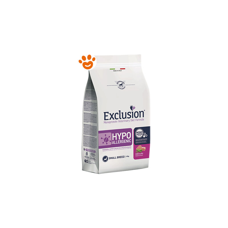 foto del prodotto exclusion dog hypoallergenic adult small breed maiale e piselli dog hypoallergenic adult small breed maiale e piselli sacco da 7 kg