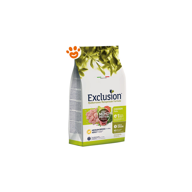 foto del prodotto exclusion dog mediterraneo monoproteico noble grain adult medium breed pollo dog mediterraneo monoproteico noble grain adult medium breed pollo