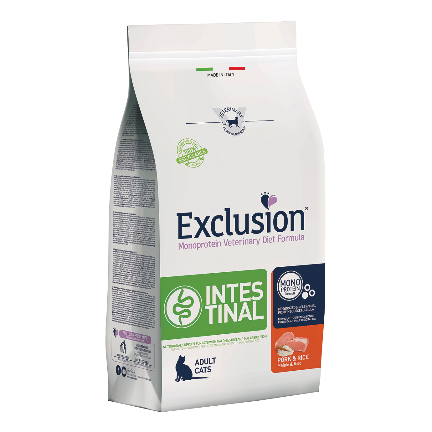 foto del prodotto exclusion gatto diet intestinal adulto maiale amp riso 300 gr