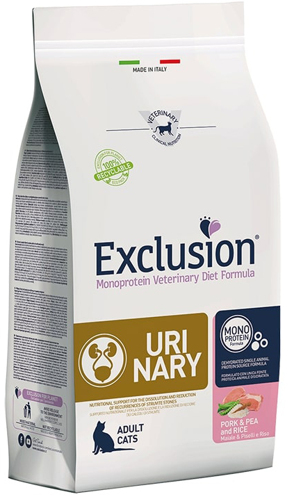 foto del prodotto exclusion gatto diet urinary adulto maiale, piselli amp riso 1,5 kg