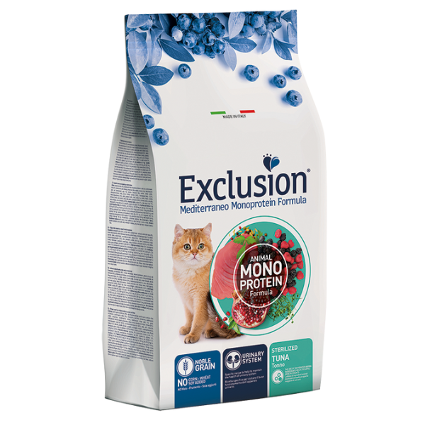 foto del prodotto exclusion mediterraneo cat sterilizzato tonno 1,5 kg cibo monoproteico gatto 1 ordine scegli lo sconto bzr5 bzr20 200 punti fedelt 