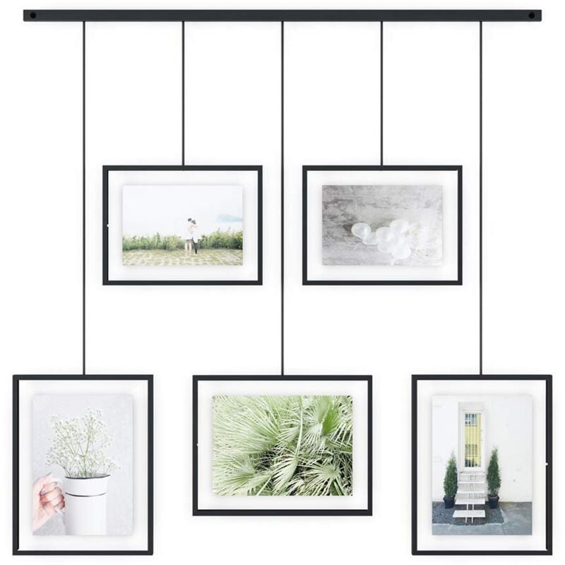 foto del prodotto exhibit cornici multifoto stile galleria, acciaio, nero, 5 cornici umbra