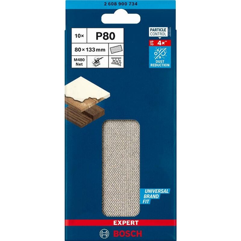 foto del prodotto expert fogli abrasivi rettangolari per legno e vernice rete m480 80x133mm g240 26089007409 bosch