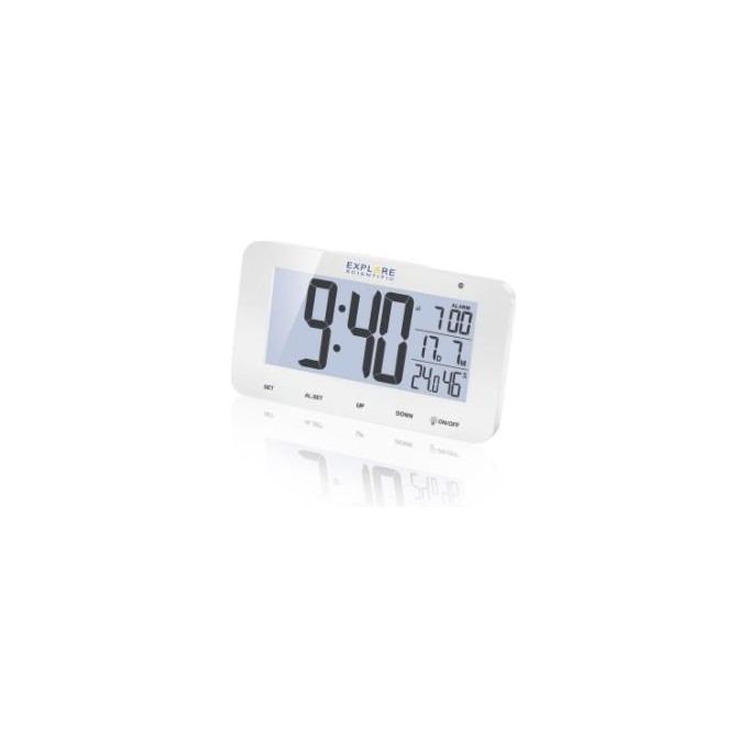 foto del prodotto explore orologio sveglia rdc 1004 radiocontrollato calendario temperatura umidita interna bianco