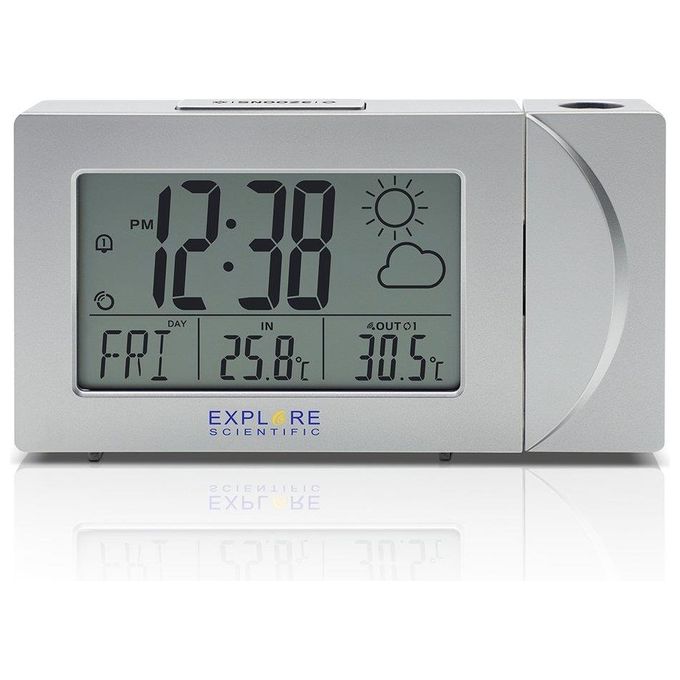 foto del prodotto explore orologio sveglia rpw 3008 radiocontrollato barometro proiezione temperatura silver