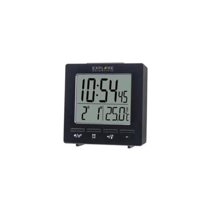 foto del prodotto explore rdc 1005 orologio sveglia radiocontrollato temperatura calendario doppio allarme nero