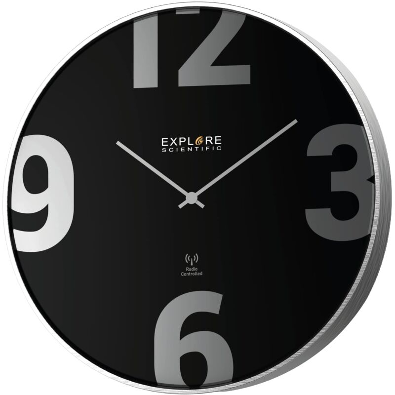 foto del prodotto explore scientific rac1002 orologio a parete diametro 25cm, radiocomandato, movimento preciso, non necessita di regolazione, design contemporaneo,