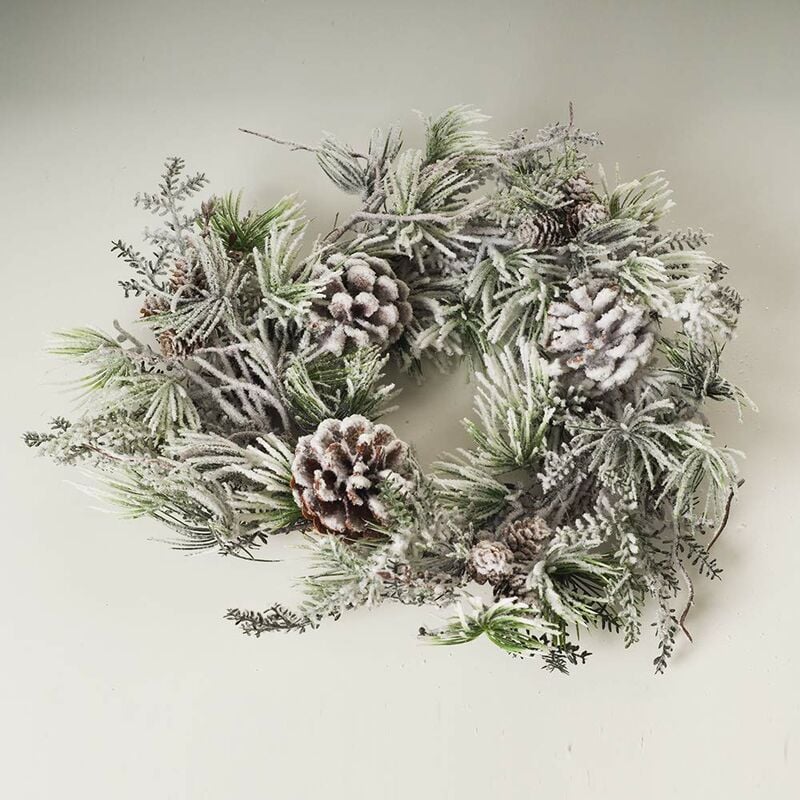 foto del prodotto express flor corona di pino/abete artificiale con ananas nevoso 40 cm (1 pz.), 8435461501308