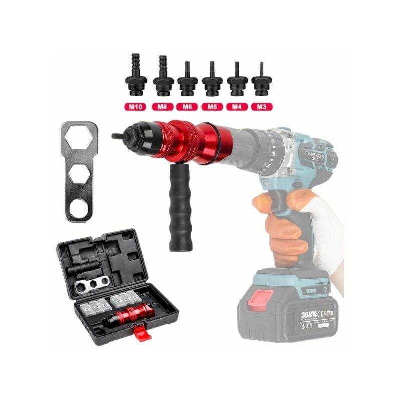 foto del prodotto exsensa kit conversione da trapano a rivettatrice inserti rivetti filettati m3 m10 07445
