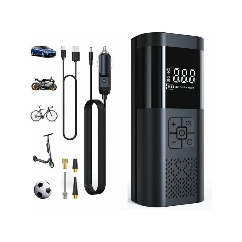 foto del prodotto exsensa mini compressore ad aria auto portatile gonfiatore ricaricabile display led auto