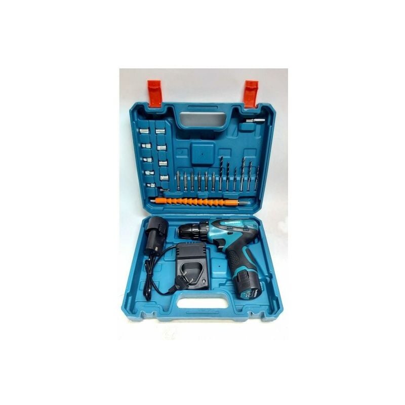 foto del prodotto exsensa trapano avvitatore a batteria litio 24 accessori in valigetta 12v 2 batterie