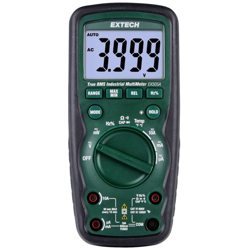 foto del prodotto extech ex505a k multimetro portatile digitale cat iv 600 v display counts 6000